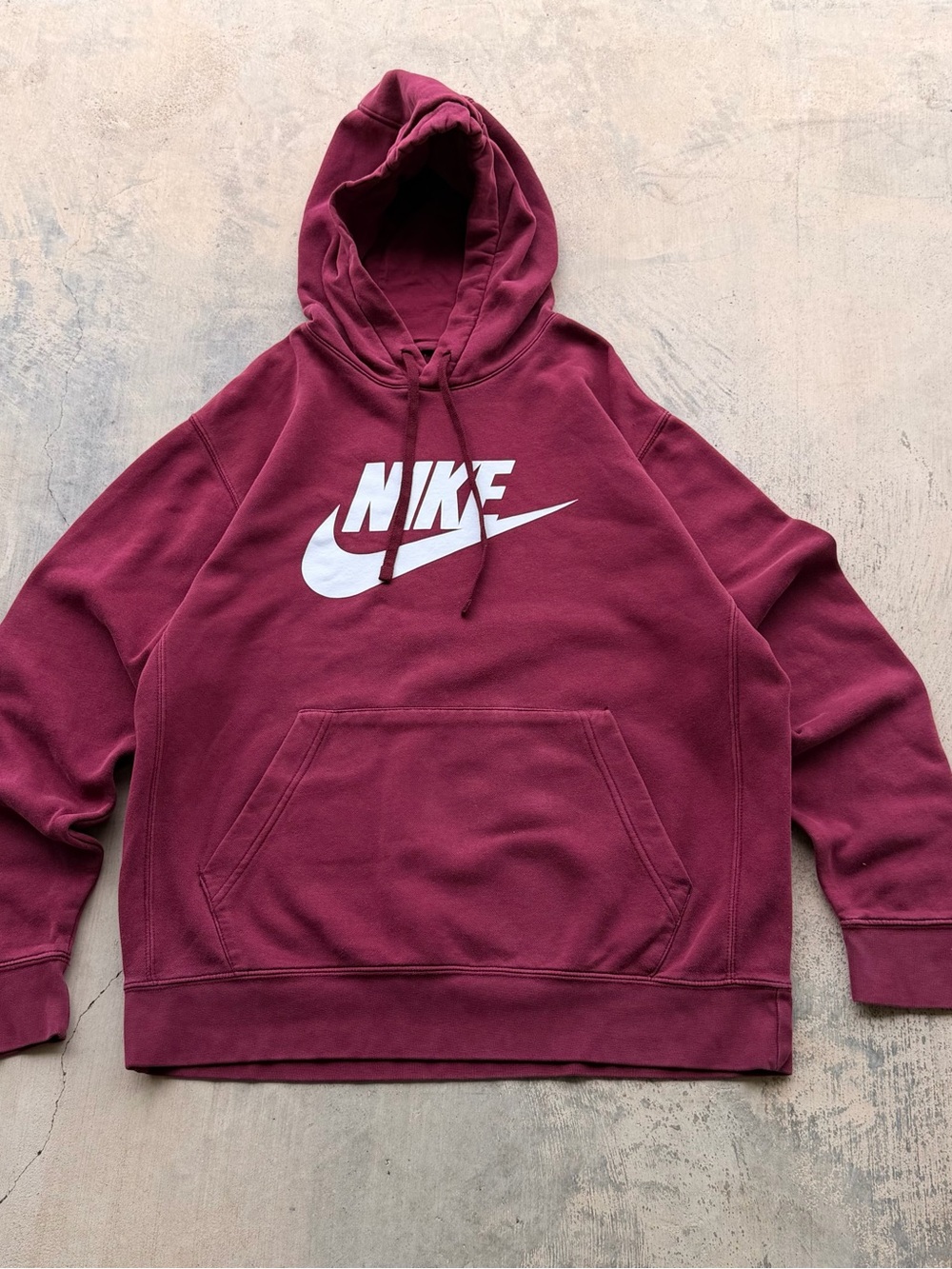 Nike Y2K Burgundy Pullover Hoodie with White Logo